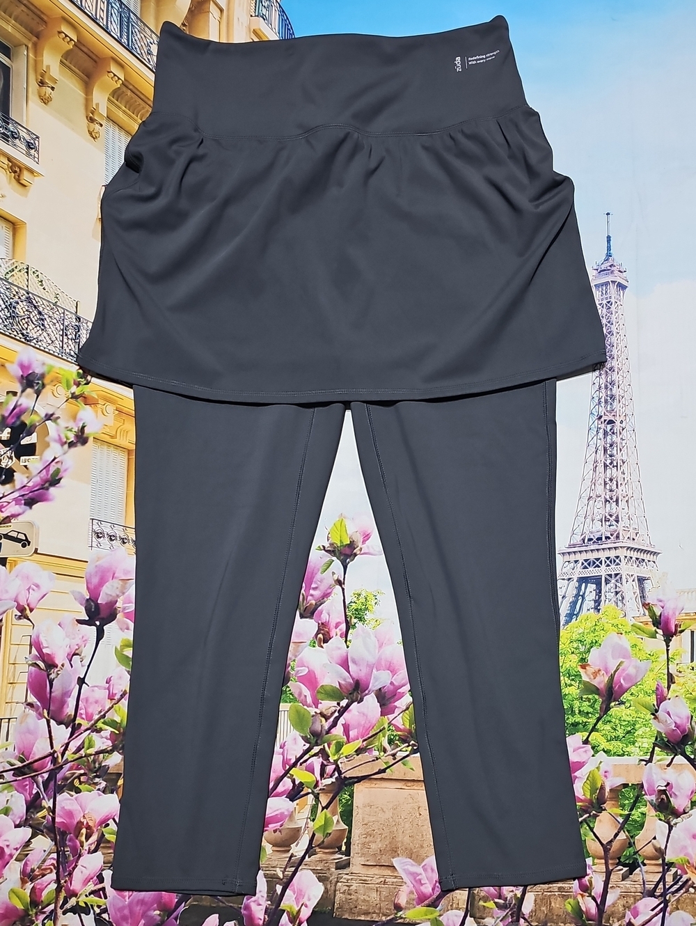 Zuda Z-Move Cropped High Waist Skirted Leggings Gray Size Medium